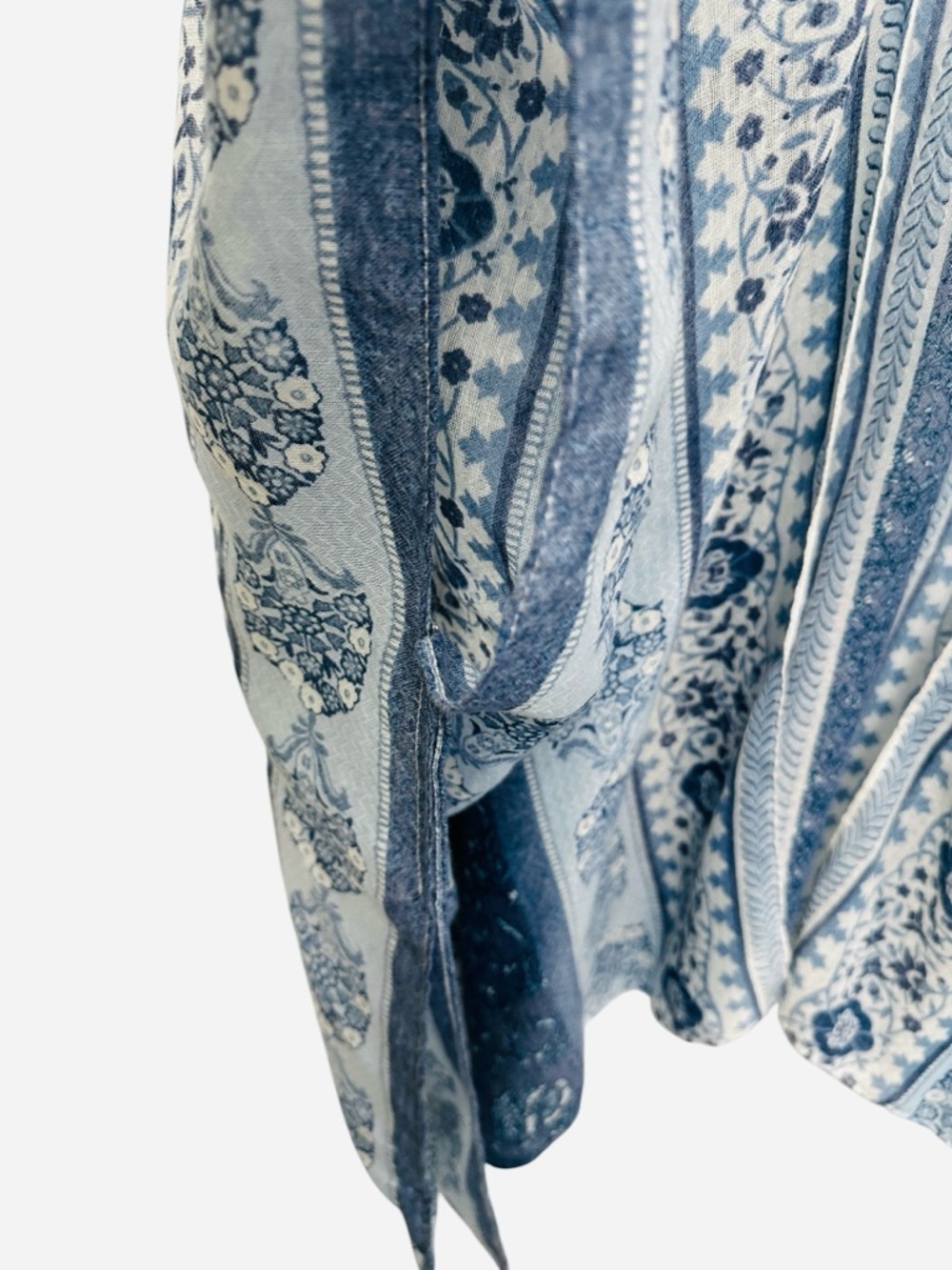Lucky Brand Easy Printed Kimono blue white boho floral flowy festival One Size - Picture 7 of 10